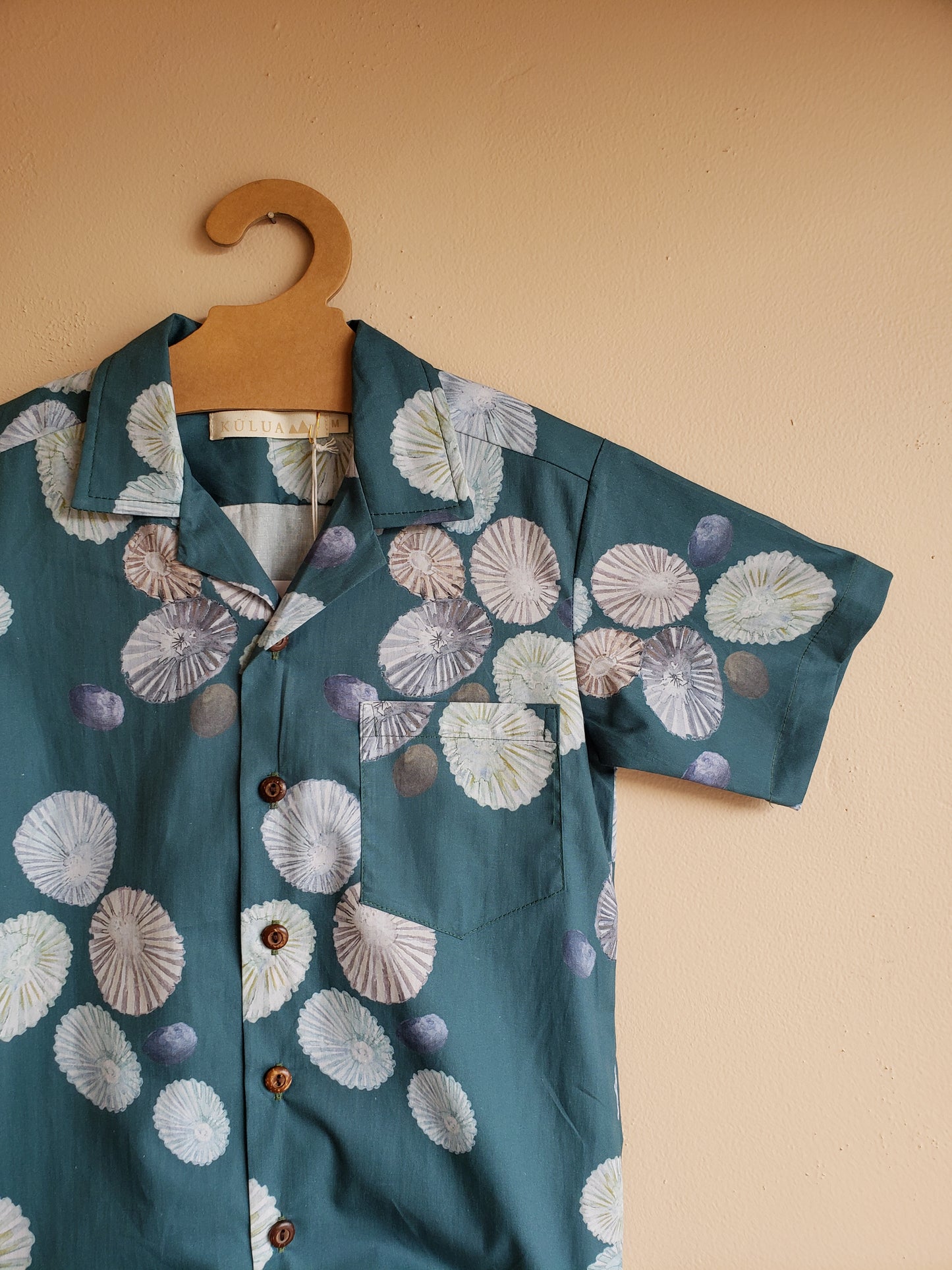 Keiki Aloha Shirt Teal ʻOpihi