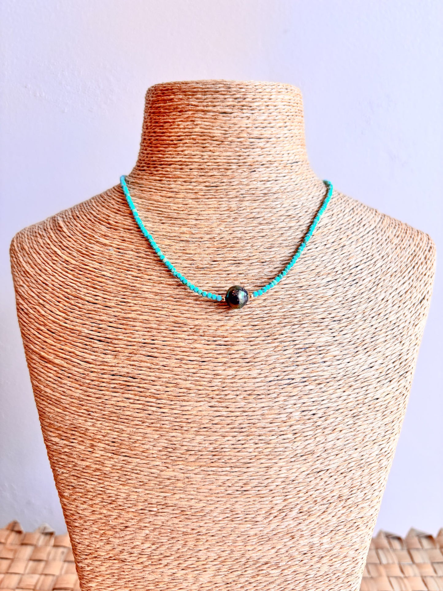 Dainty Turquoise Tahitian Pearl Necklace