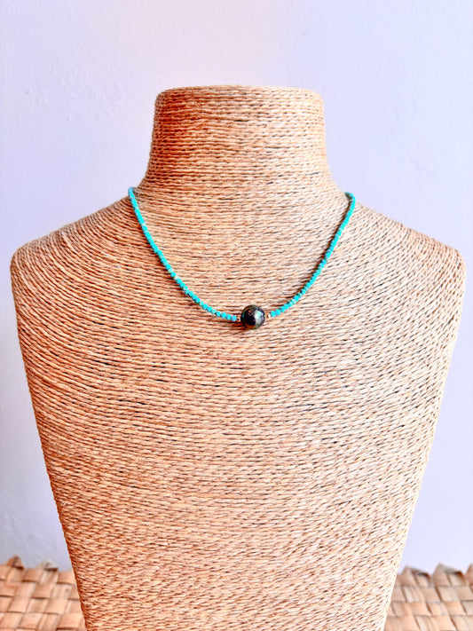 Dainty Turquoise Tahitian Pearl Necklace