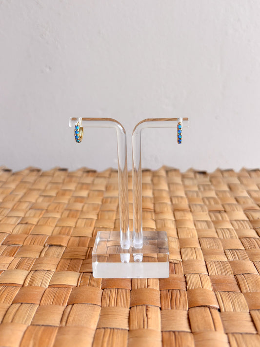 Kehaulani Huggie Earrings - Blue Opal