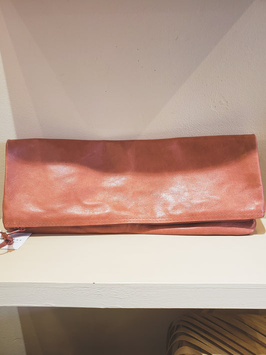 Leather XL Fold-over Clutch
